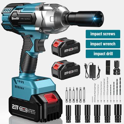 Бесщеточный электрический ударный гайковерт Seesii 650 Н·м 1/2 дюйма Аккумуляторный ударный гайковерт Отвертка Электроинструменты для разборки автомобильных шин