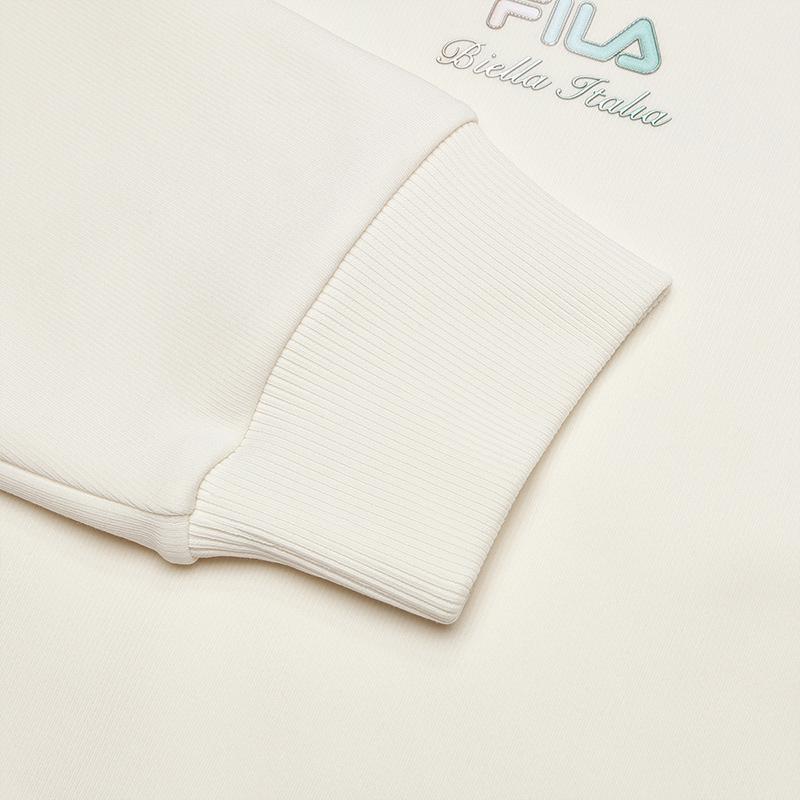 Fila Fashionable Casual Knitted Hoodie Women Hoodies Cloud-Mushroom-White F11W518206FWT