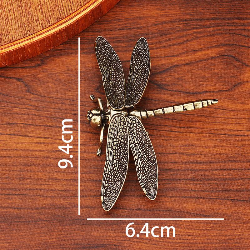 Tang Teng Copper Art, Retro Detachable Dragonfly Copperware Small Gifts Metal Crafts Stall Small Brass Ornament