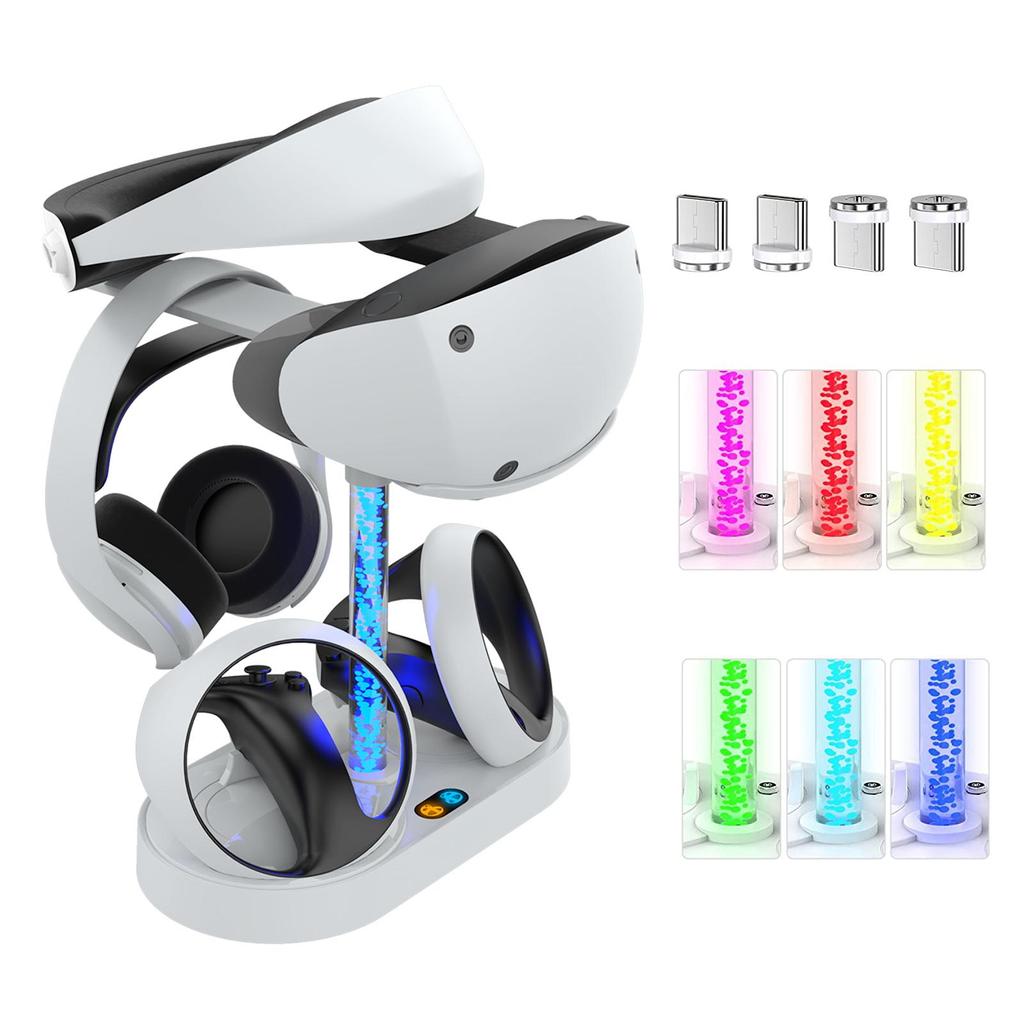 For PS VR2 Dual Controller Magnetic Charging Base With Indicator Light Charging Dock With RGB Light VR Headset Display Stand