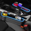 Dual USB Charging Car Crevice Storage Box Colorful LED Seat Gap Slit Pocket Catcher Seat Organizer Card Phone Bottle Cups
