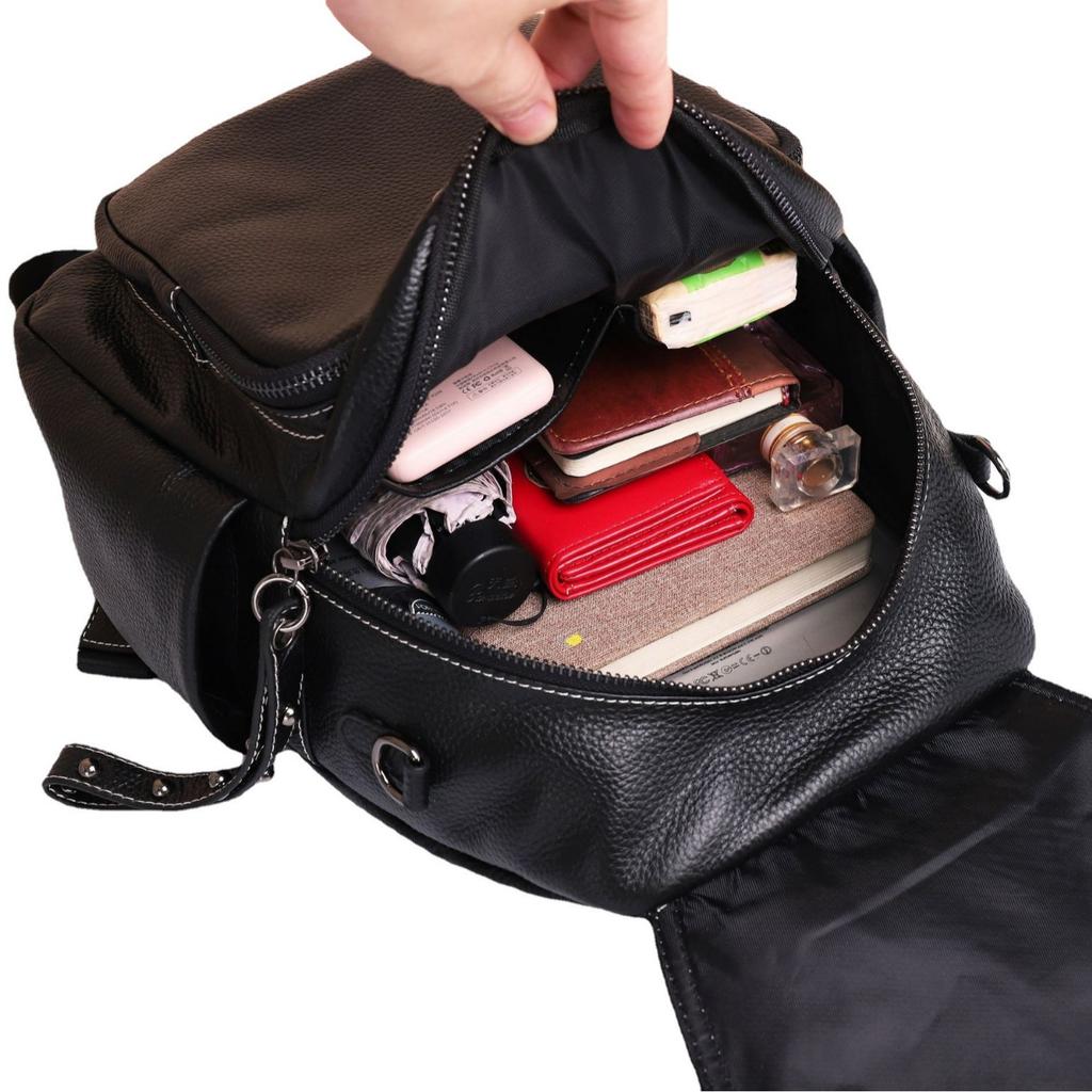 Cowhide Women's Backpack, Simple Travel Schoolbag, Large-capacity Women's Bag, Soft Leather Duffel Bag