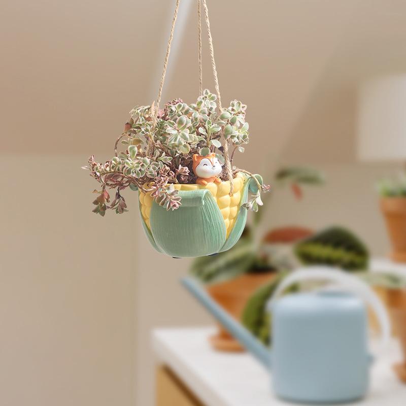 Подвесной горшок с милыми животными, цветочный горшок из смолы, сочный горшок, домашний декор, украшения, садовые принадлежности, подвесная корзина, горшок для растений