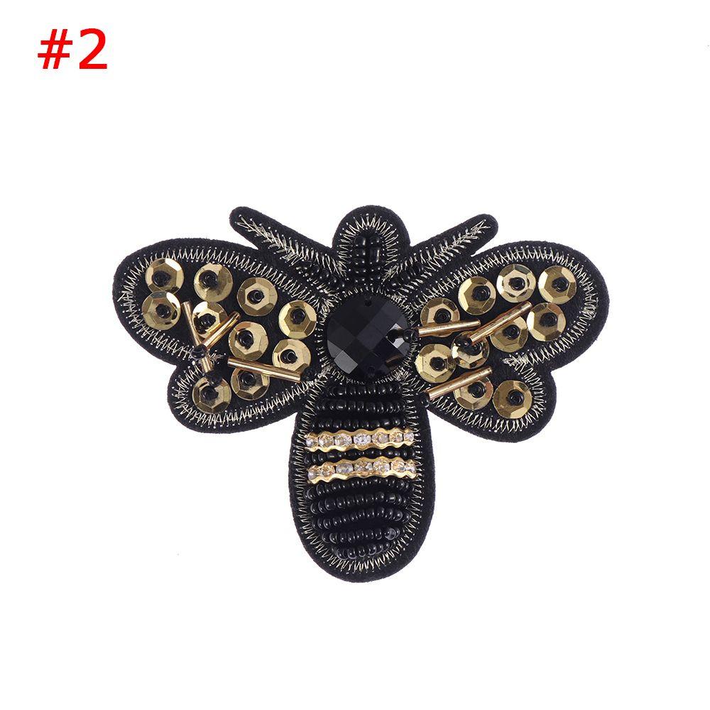 Beaded Rhinestone Apparel Sewing & Fabric Sequin Patches Bee Badge Crystal Applique Sew On Patch