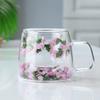 Milk Mug Dried Flower Glass Cup Coffee Tea Cup Clear Glass Cup Creative Double Wall Mug  Restaurant