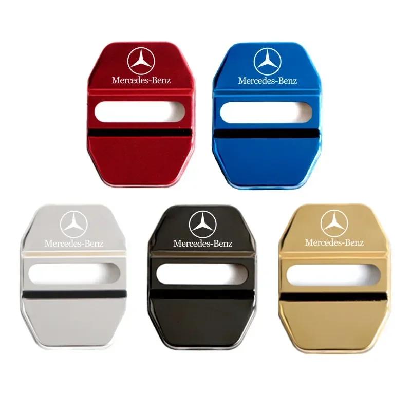 DQY2 4PCS Car Styling Car Door Lock Covers stikcer Case for Mercedes Benz New B/C/E Class A Class C200L GLC GLK CLA GLA Accessories
