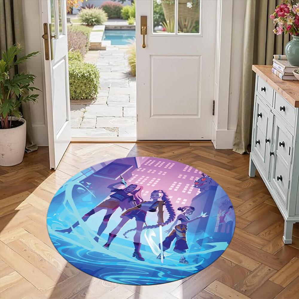 K-pop Round Area Rug Suitable for Foyer Dormitory Playrooms Dining Room Antislip Round Carpet Office home decor Best for Christmas