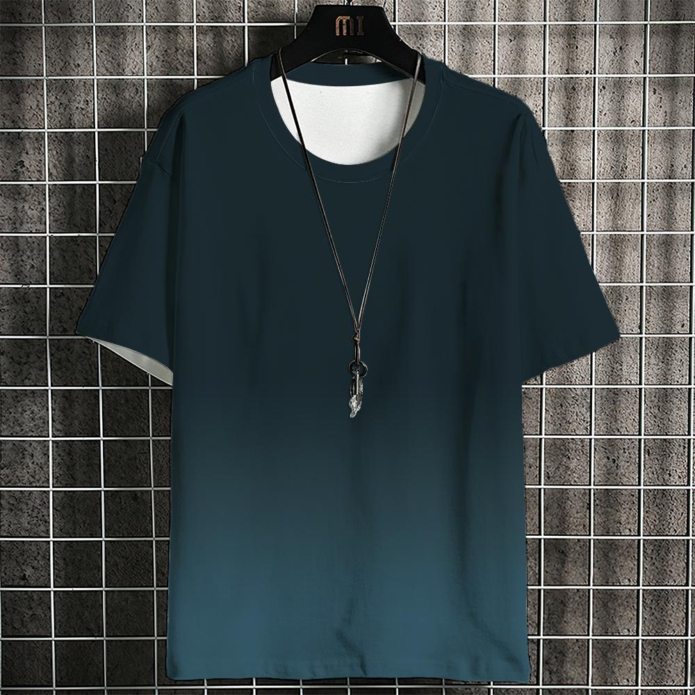 Свободные мужские уличные футболки в стиле хип-хоп, повседневная классическая футболка 2023 года с короткими рукавами и круглым вырезом с градиентом, модная футболка большого размера