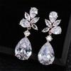 ZAKOL Fashion Teardrop Cubic Zirconia Dangle Earrings for Women Wedding Earring Shinny Leaf Bridal Marriage Jewelry Wholesale