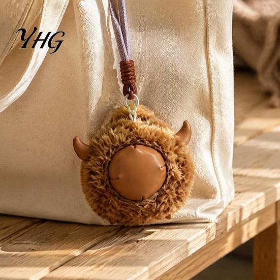 Cute Collectible Accessory Plush Animal Keychain, Soft Stuffed Pendant with Braided Cord, Round Woven Bracelet Ornament Bunny Sheep Charm for