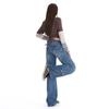 American tooling straight loose jeans women's autumn new mid-low waist narrow version wide-leg floor-mopping pants