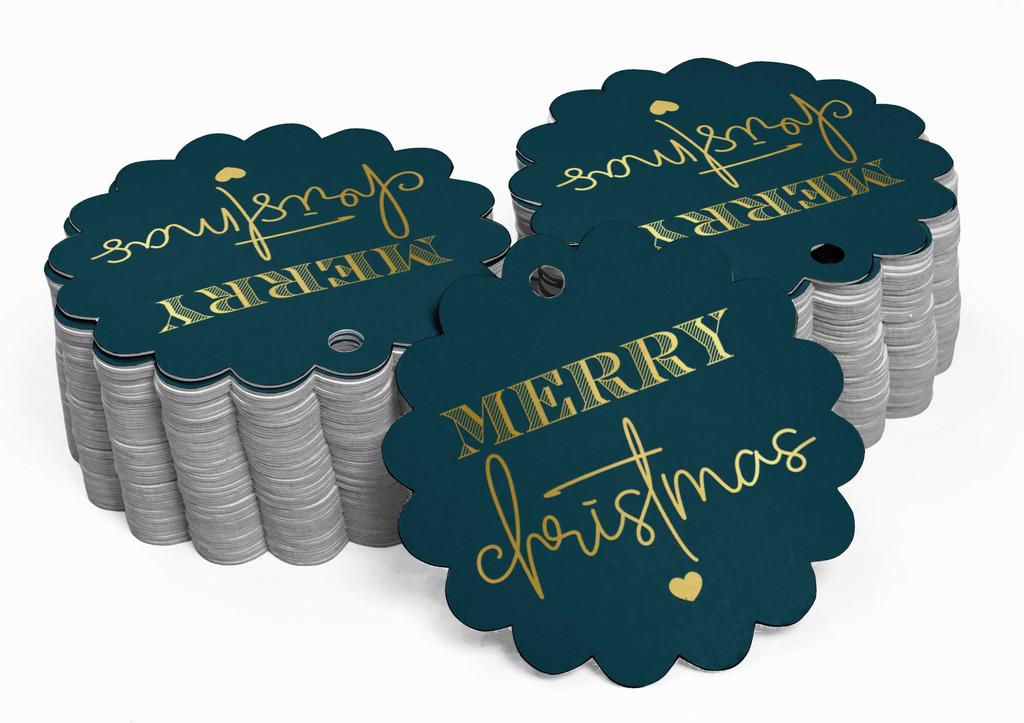 Inkdotpot Real Gold Foil Merry Christmas Tags Favor Hang Paper Tags 100