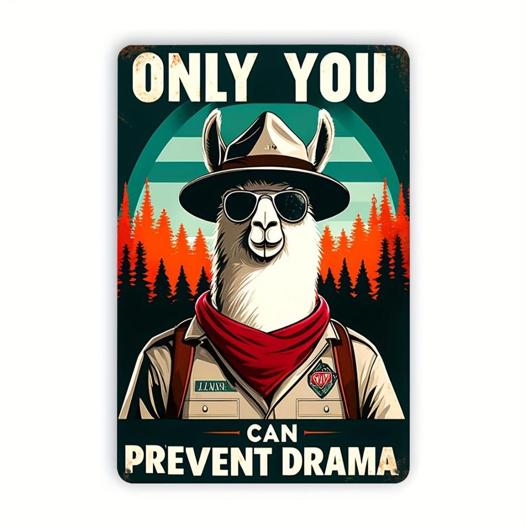 Vintage Alpaca Metal Sign Waterproof Wall Art Camping Decor Nostalgic