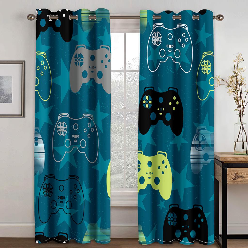 Lightening Game Cool Gamepad Switch Boy Window Curtains Blinds For Living Room Kids Bedroom Bathroom Cuicten Door Home Decor2Pcs