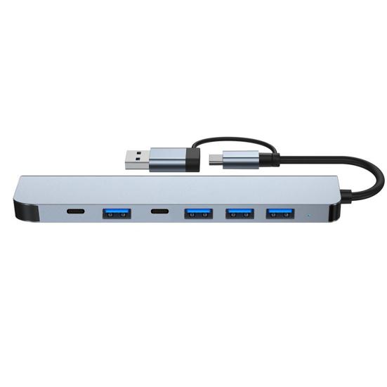 Type C Hub Data Transmission Multiport Adapter Driver-free 7 In 1 USB C