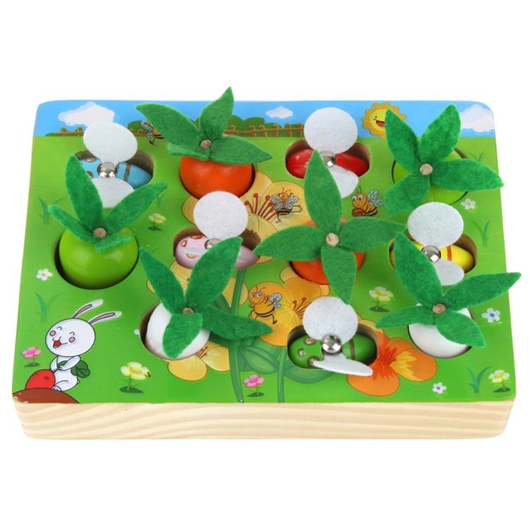 Wooden Arcade Game Fishing Bees Carrots Magnetic Fishing Rod