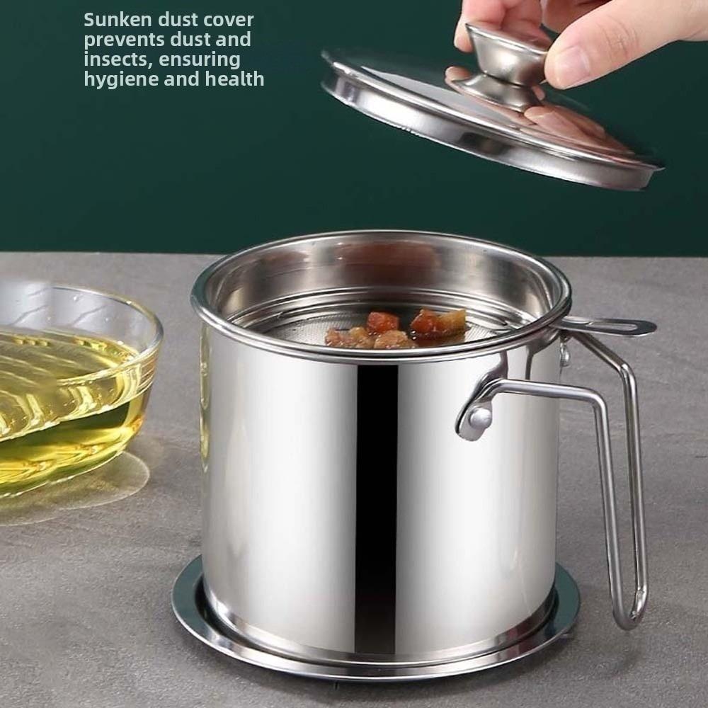 304 Stainless Steel Stainless Steel Oil Pot 1.4L/1.8L Oil Filter Pot Kitchen Supplies