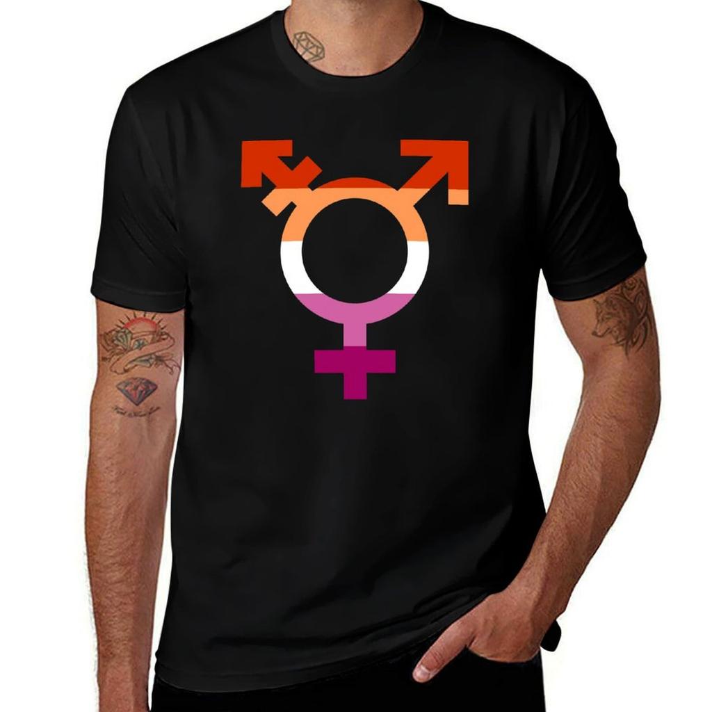 Lesbian Trans Pride Symbol Transgender Lesbian Pride Flag Tshirt Plus Size Summer Casual Tshirt