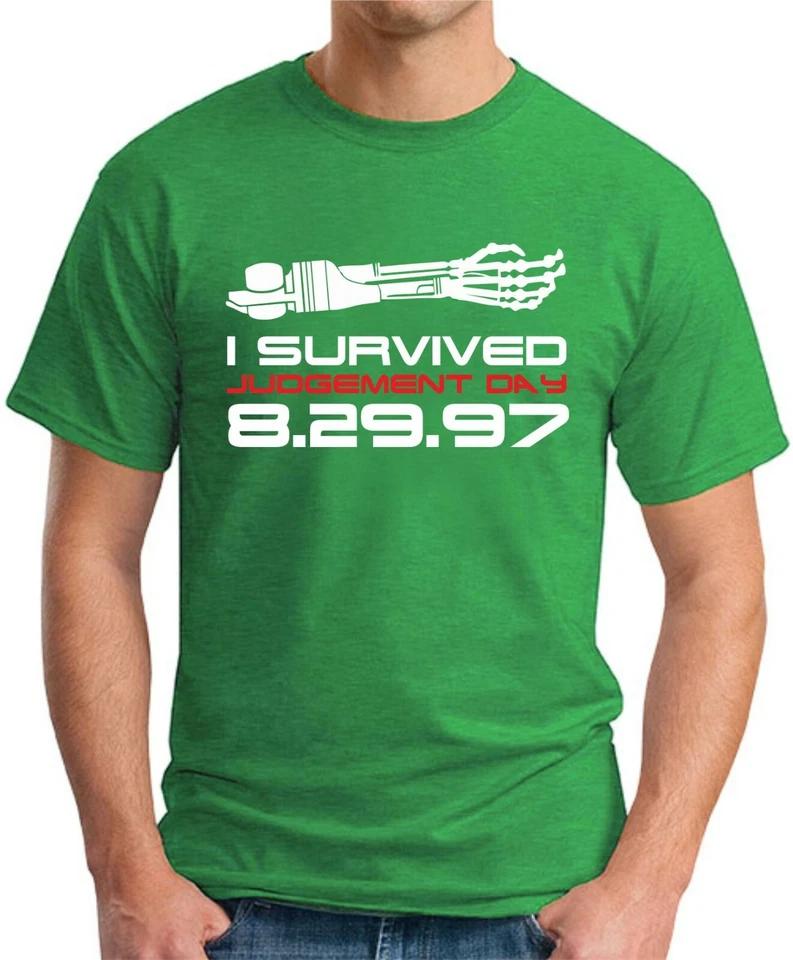 I SURVIVED JUDGEMENT DAY T-SHIRT > Funny Slogan Geek Nerd Terminator Skynet T2 3
