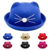Autumn/Winter Kids' Cute Cat Ears Fedora: Korean/British Style Sunshade Wool Felt Fisherman Hat for Boys and Girls.