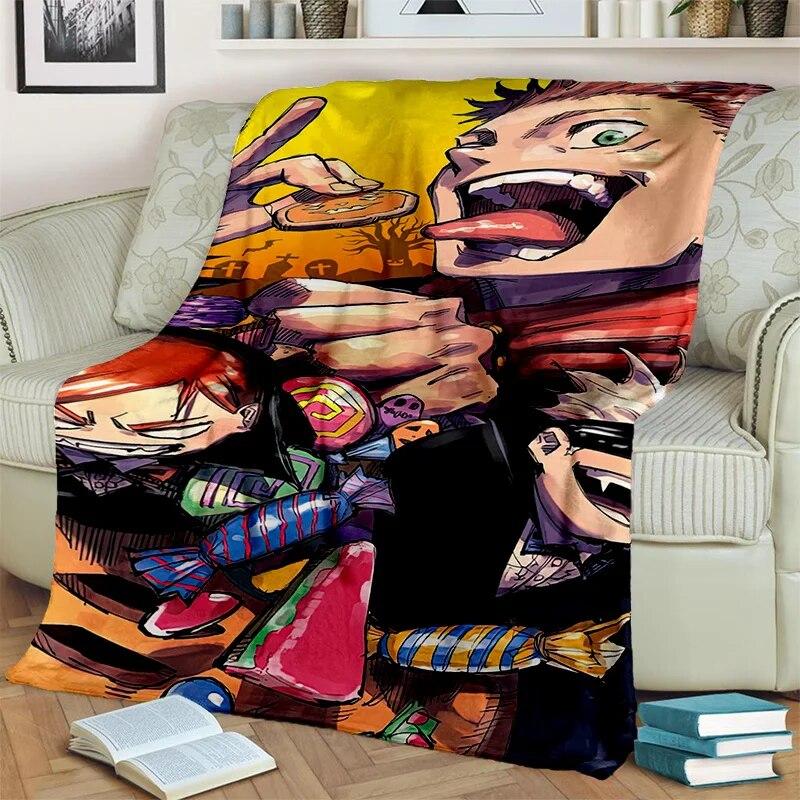 Jujutsu Kaisen Anime Itadori Yuji Blanket,Soft Throw Blanket for Home Bedroom Bed Sofa Picnic Travel Office Cover Blanket Kids