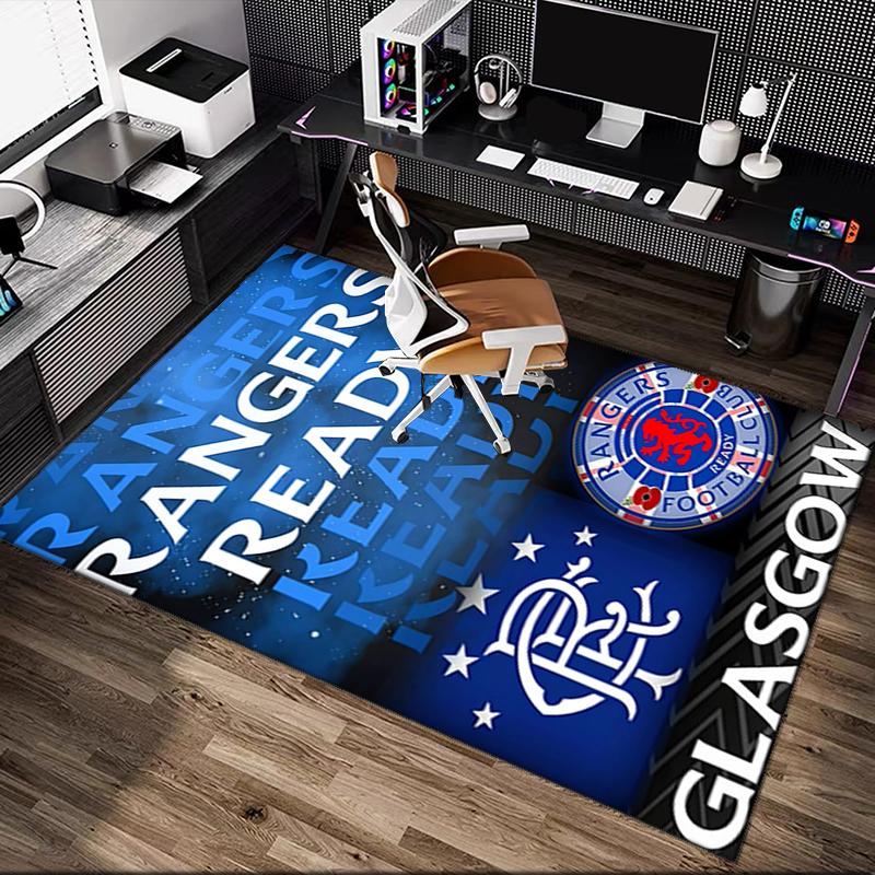 Rangers FC Rug Ideal for Reading Room, Multi-purpose Office Chair Sofa Carpet, Anti-slip Printed Home Area Rug
