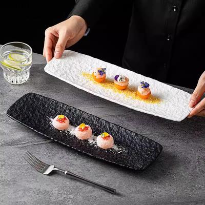 Тарелка в японском стиле с узором из камня и длинной полоской Керамическая тарелка для суши Тарелка для димсамов Тарелки для барбекю Подглазурная цветная посуда