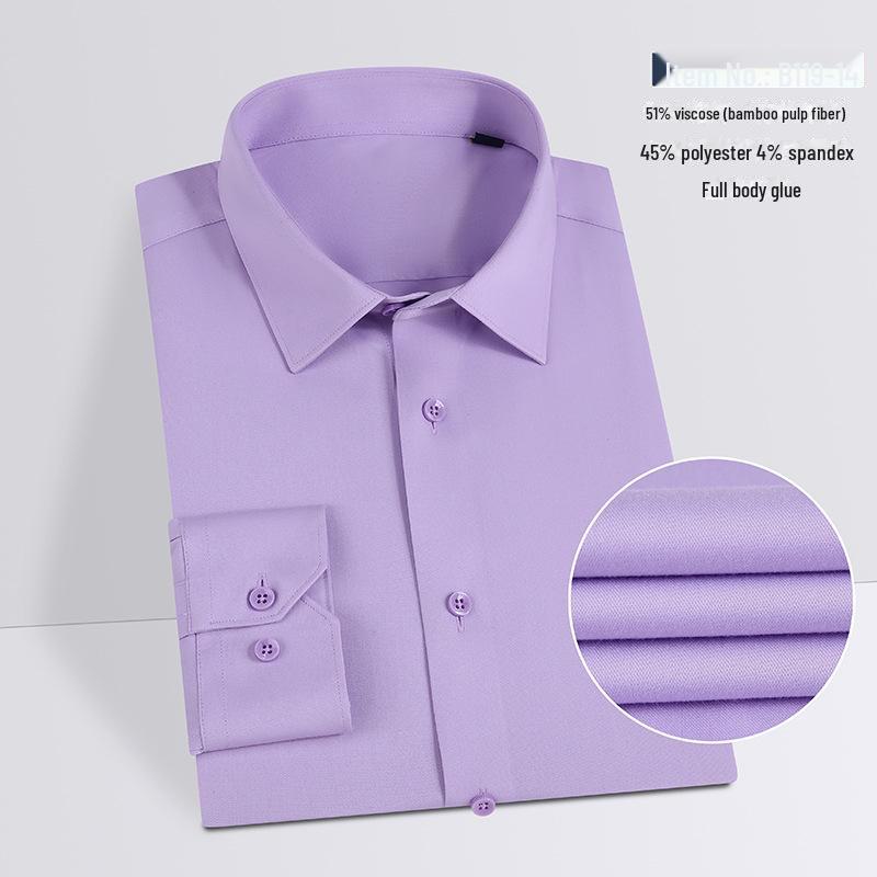 Мужская рубашка больших размеров с длинным рукавом из бамбукового волокна — дышащая и драпированная, для весны и осени