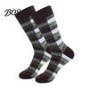 Comfortable Travel Socks Men's Retro Plaid Crew Socks, Thickened Combed Cotton Thermal Cold Weather Footwear Breathable Anti-Odor Athletic Casual for
