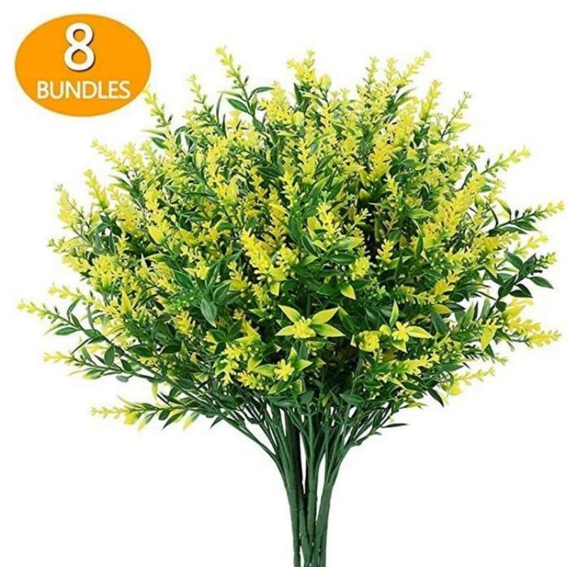 Искусственная лаванда, 8 связок/упак., устойчивые к ультрафиолетовому излучению, искусственные цветы, искусственные пластиковые цветы для подвесных растений, сад, крыльцо, окно, свадьба, уличный декор