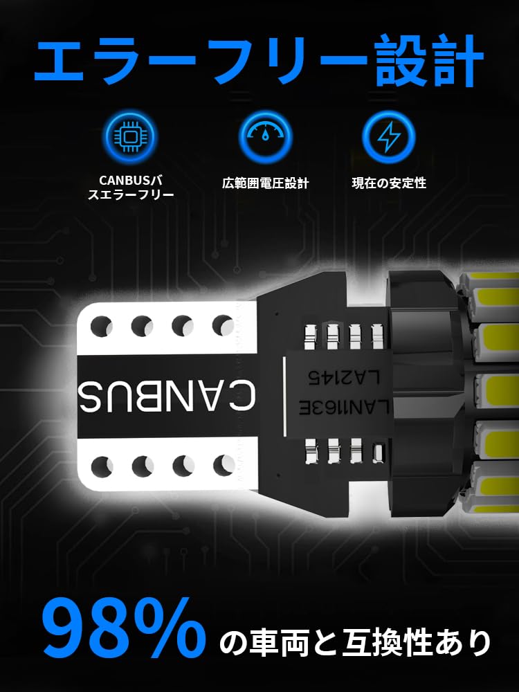 T10 LED White Super Bright Position 3014 LED Omnidirectional LED Room W5W LED Bulbs for Number Lights of Lamps, Chips, 360° Beam, Lamp, Non-Polar,