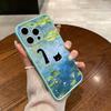 Черный кот Пейзаж Чехол для телефона Для iPhone 16 17 Pro Max 15 14 Pro Max Plus 13 12 Mini 11 Pro Max Мультяшный Ударопрочный Задние крышки