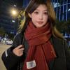 Woolen Knitted Brown Color Scarf Women'S Season Thickened Couple Warm Student Solid Color Men'S Scarf