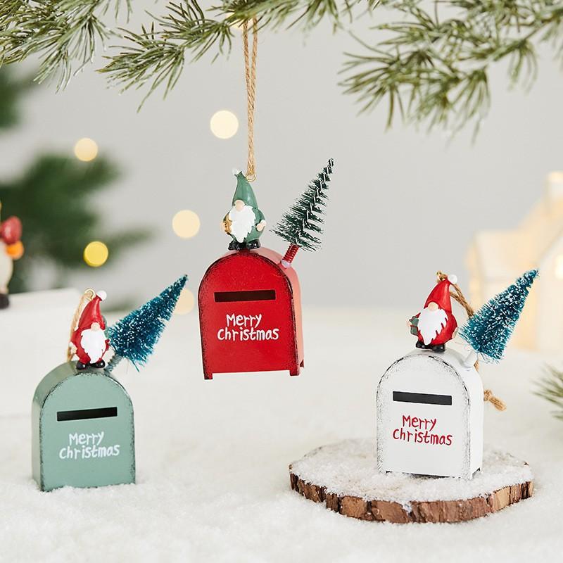 Metal Christmas Tree Hanging Decorations Set - Santa Claus Reindeer Snowman Ornaments Holiday Home Party Decor