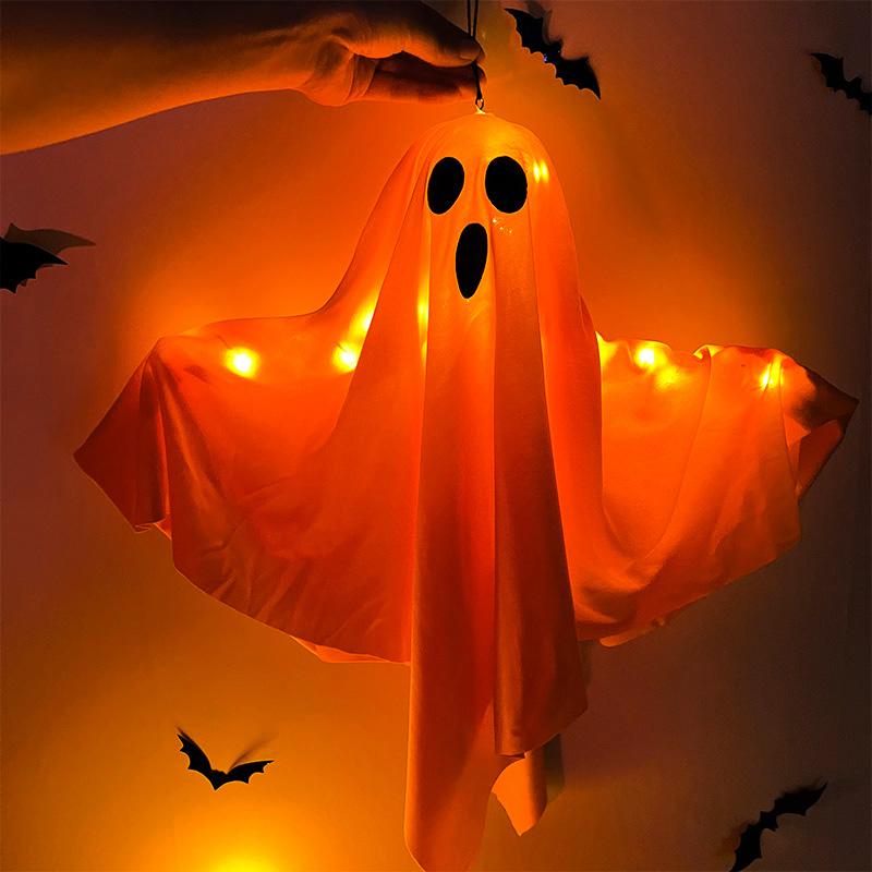 Halloween Party LED Glow Ghost Home Indoor Outdoor Decoration Supplies Haunted House Bar Hanging Horror Props with Lights