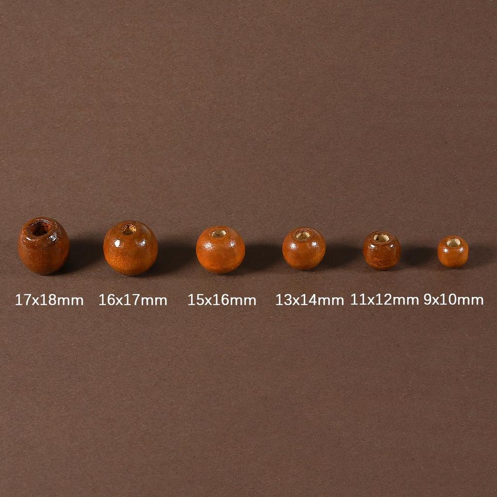 50PCS Big Hole Natural Wood Loose Beads Wooden Round Beads For Jewelry Making Bracelet Necklace Accessories DIY Crafts
