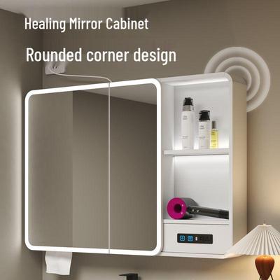 Дуга Утолщенный Шкаф-Зеркало для Ванной Комнаты Smart с Хранением для Макияжа и Настенной Многофункциональной Розеткой