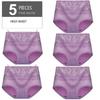 5Pcs High Waist Panties Cotton Breathable Women's Underwear Ladies Underpants Size M-XXL