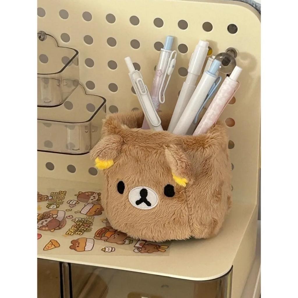 Rilakkuma Plushes Pencil Holder Cosmetics Pen Container Kawaii Desk Accessories Office Organizer Kid Stationery Storage Box Gift