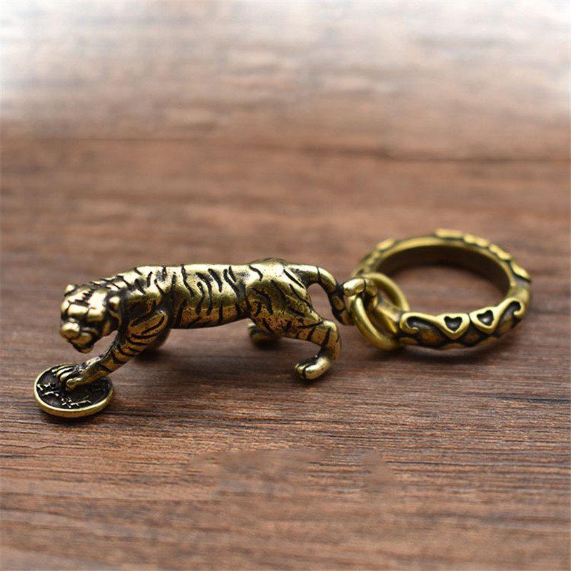 Тигр 3D латунная автомобильная литая статуя мини-животное металлическая фигурка домашний декор