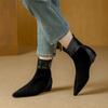 Inner Heightening Pointed Short Boots Women's Autumn and Winter New Suede Splicing Retro Versatile Comfortable Commuting Simple Thin Boots