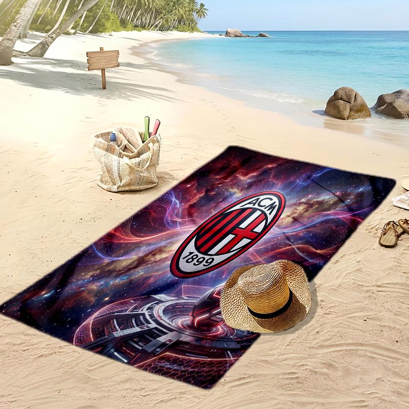 Пляжное полотенце с принтом AC Milan, быстросохнущее, мягкое, портативное, большое, прямоугольное, пляжное покрывало для путешествий, бассейна