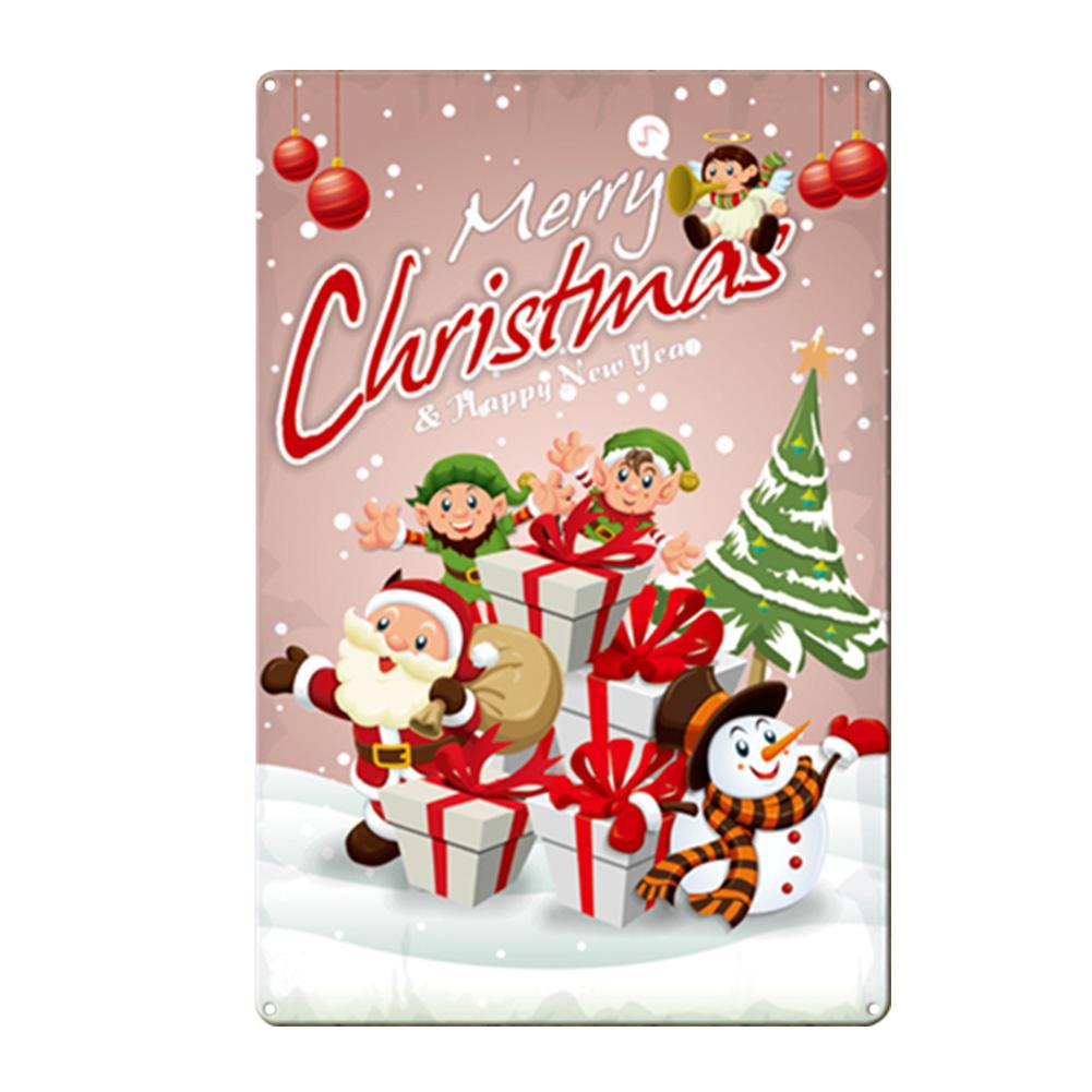 С Рождеством металлическая жестяная вывеска доска Санта-Клаус плакаты Новый год железная живопись домашний бар кафе паб украшения настенные художественные тарелки