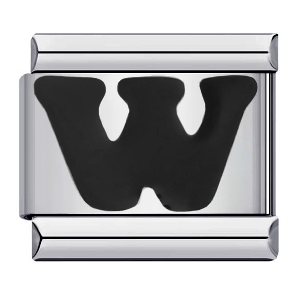 Глазурь черная 26 английских букв AZ итальянские звенья шарм подходит 9 мм нержавеющая сталь женщины мужчины браслет DIY изготовление ювелирных изделий