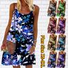 Женское мини-платье с цветочным принтом лилии и без рукавов, летнее пляжное платье, сарафан