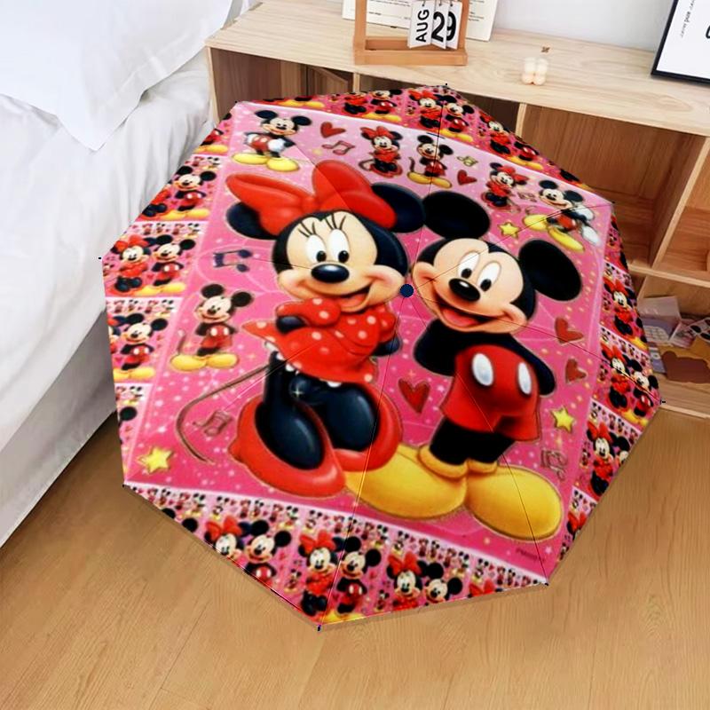 1PC Cartoon Mouse Printed Umbrella Folding umbrella, automatic umbrella 8-Frame for Travel, camping Fan gifts Christmas Gifts