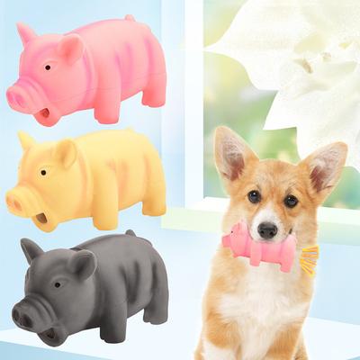 Пищащая свинка Игрушка для собаки Латексная свинья Игрушка-грызун для собаки Очищает зубы Интерактивная игрушка для собаки для апортировки для щенка В период прорезывания зубов Ловля Кусание