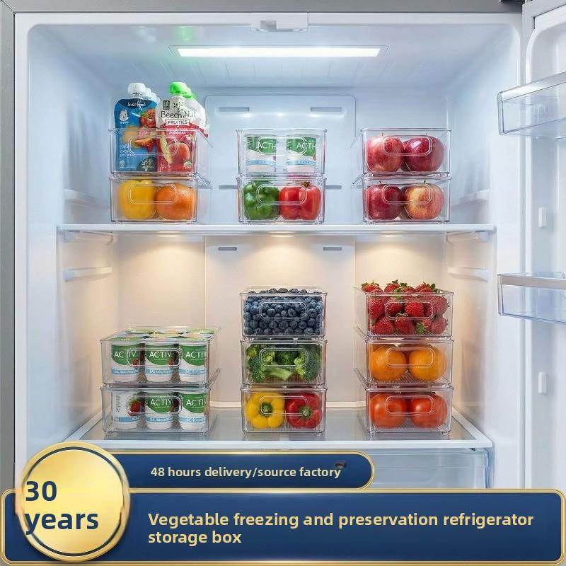 Organizador de refrigerador transparente, caja de almacenamiento de cocina, contenedor de alimentos fresco