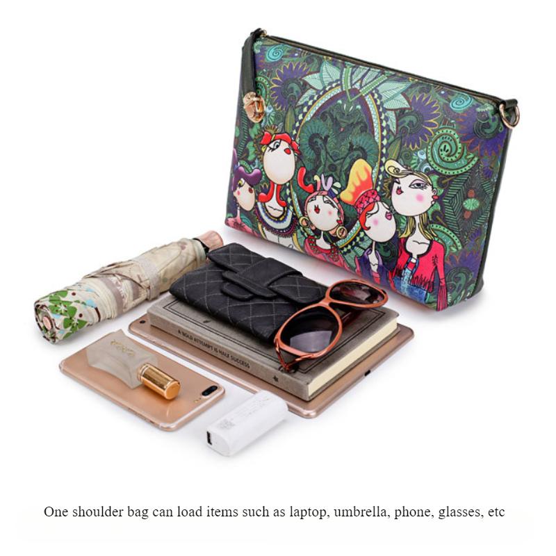 Модный креативный лесной стиль, цифровая печать, комплект женских сумок из 6 предметов, сумка с рисунком персонажа в стиле ретро, ​​сумка через плечо, сумка-тоут, кошелек и сумка для ключей