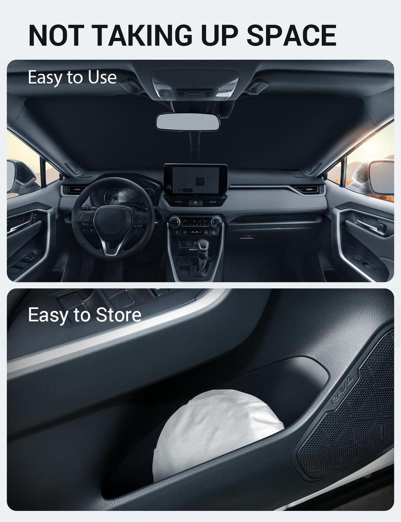 Proadsy Ветровое стекло Автомобиль Эксклюзивно для Toyota RAV4 50 Серии MXAA5 AXAH5 Аксессуары Солнцезащитный козырек, Складной, Затеняющий, Блокирующий свет, Изоляция, 2019-2024